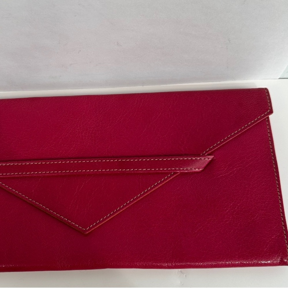 Vibrant Orange Leather Clutch/wallet with Red Lining